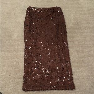 River Island Brown Sequin Pencil Skirt